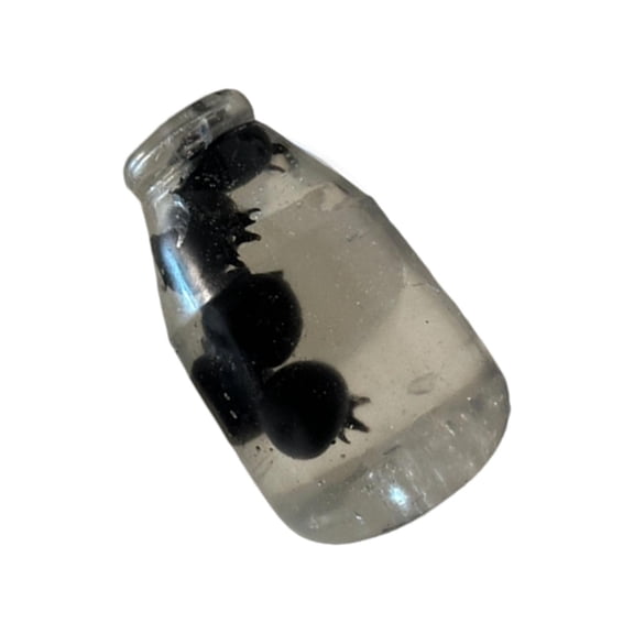 Blueberry Milk Bottle Squishy Toy with Fruit Design and Liquid Filling, Single-Pack, Clear with Blueberry Details, for Relaxation, Sensory Squeeze Toy