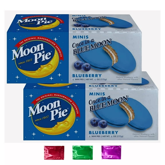 Blueberry Mini Cookie Sandwich Pies Snack Pack 2 Boxes, Individually Wrapped Marshmallow Treats for Gifting Party Favor On-the-Go Snacking with Snoep in Beperkte Oplage