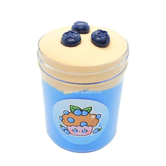 Blueberry Muffin Butter Slime with Clay Cap and Charms 8oz Hoshimi Slimes