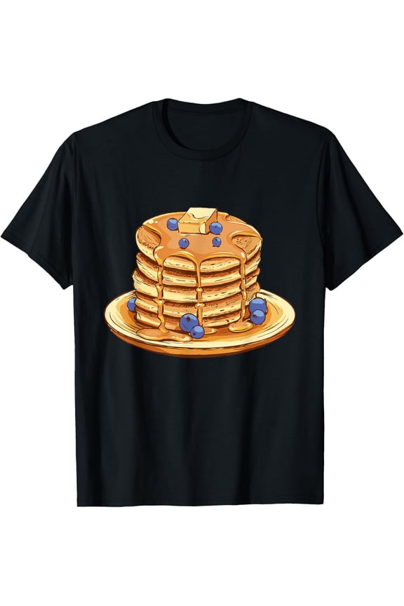 Blueberry Pancake Food Breakfast Sweets T-Shirtmen and women can wear, black, white, gifts