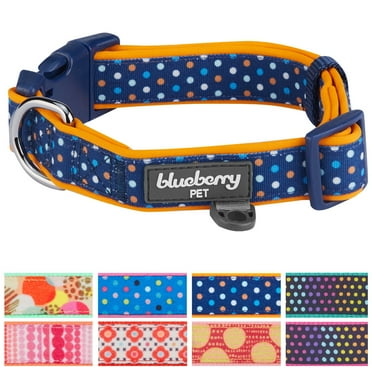 Blueberry Pet Multicolor Polka Dot Neoprene Padded Dog Collar in Passion Orange, Large, Neck 18"-26"