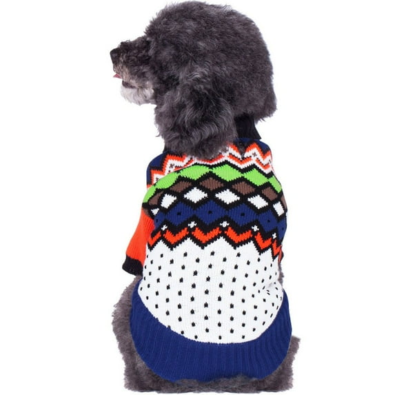 Blueberry Pet Over The Rainbow Multicolor Argyle Pattern Shawl Collar Dog Sweater, Back Length 12", Pack of 1 Clothes for Dogs