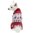 thumbnail image 1 of Blueberry Pet Vintage Ugly Christmas Reindeer Holiday Festive Pullover Dog Sweater in Tango Red Size:12", 1 of 6