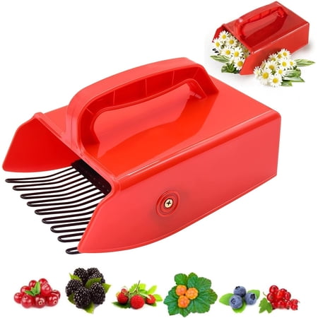 Blueberry Picker – Metallic Comb, Large Capacity Fruit Picking Tool for Orchard, Blueberry Scoop, Cherry & Chamomile Picker(RL Red 1 PC)