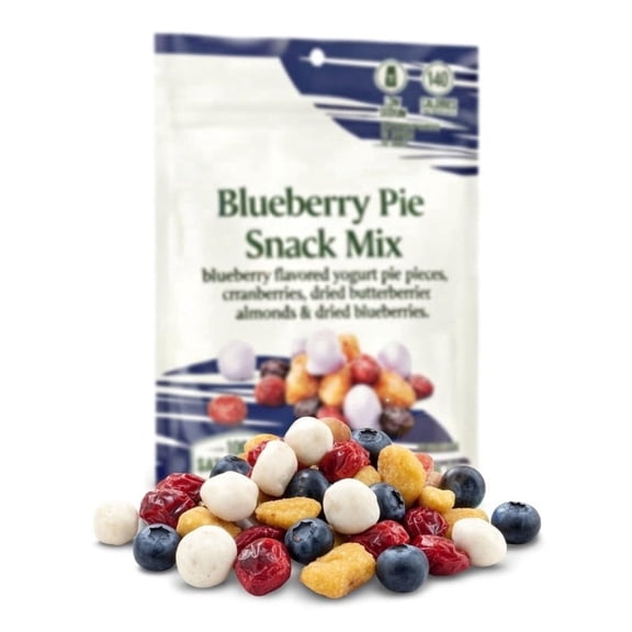 Blueberry Pie Trail Nut Mix: Yogurt Pieces, Dried Cranberries, Butter Toffee Almonds & Dried Blueberries Sweet & Salty Crunchy Snack, Nice 7oz Bag