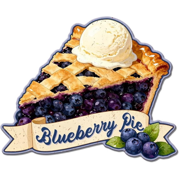 Blueberry Pie Vintage Metal Tin Sign Food Desserts Plaque Poster Metal Wall Decorative Tin Signs for Bakeries Dessert Shops