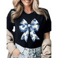 thumbnail image 1 of Blueberry Print Coquette Bow Graphic Tees Womans T-shirt Black/White S-5XL Shirts Retro Fruit Tops, 1 of 4