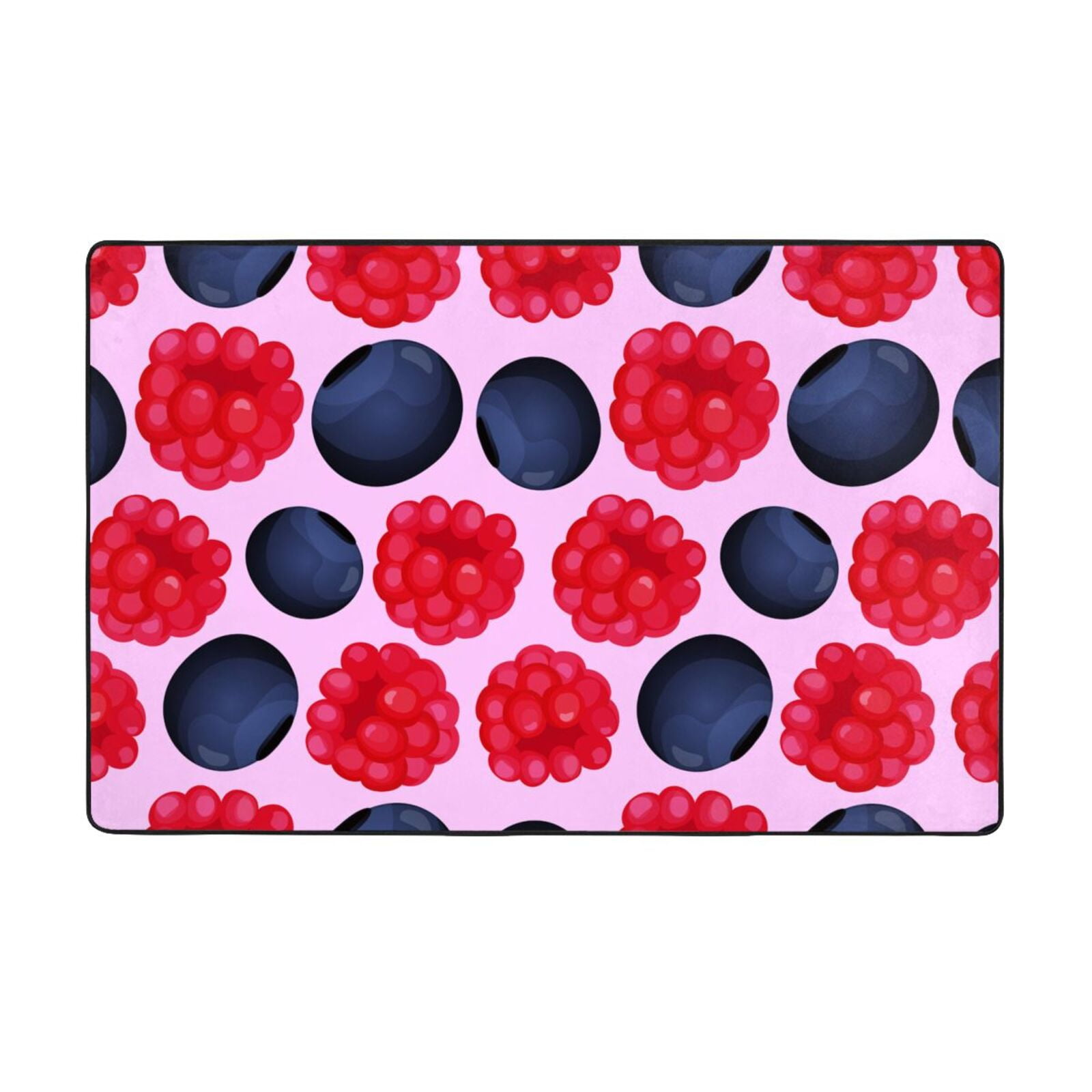 Blueberry Print red Bathroom Rugs Non Slip Washable, 60x39in Water