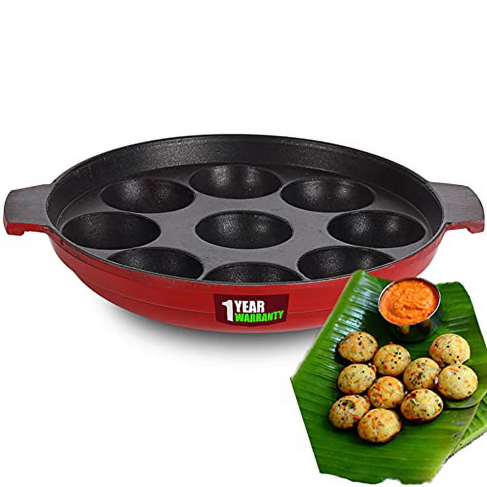Blueberry'S🎁Nonstick 9 Cavity Cast Iron Appam Pan Paniyarakkal Maker