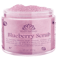 thumbnail interactive-video image 1 of Blueberry Salt Scrub, Organic Face & Body Exfoliating Scrub, Perfect Gift for Women, Exfoliant for Soft & Smooth Skin, Spa Skincare by White Naturals, 1 of 10