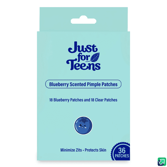 Just for Teens Hydrocolloid Pimple Patches for All Skin Types, 18 Clear & 18 Blueberry Scent