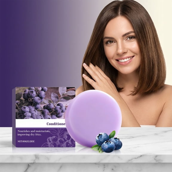 Blueberry Shampoo and Conditioner Bar Set for Dry, Frizzy, and Thinning Hair, 60g Solid Bars for Women, 2-Pack