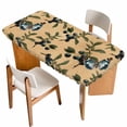 thumbnail image 1 of Blueberry Spring Leaves Table Cloths for 5 Foot Rectangle Tables, Brown Botanical Branches Patio Waterproof Elastic Fitted Tablecloths, Washable Rectangular Table Cover for Camping, 1 of 8