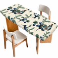 thumbnail image 1 of Blueberry Spring Leaves Table Cloths for 8 Foot Rectangle Tables, Beige Botanical Branches Patio Waterproof Elastic Fitted Tablecloths, Washable Rectangular Table Cover for Camping, 1 of 8