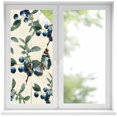 thumbnail image 1 of Blueberry Spring Leaves Window Privacy Film, Beige Botanical Branches Static Cling UV Sun Blocking Heat Control Window Tint Day and Night, Non-Adhesive One Way Windows Privacy Cover 17.7''x39.3'', 1 of 7