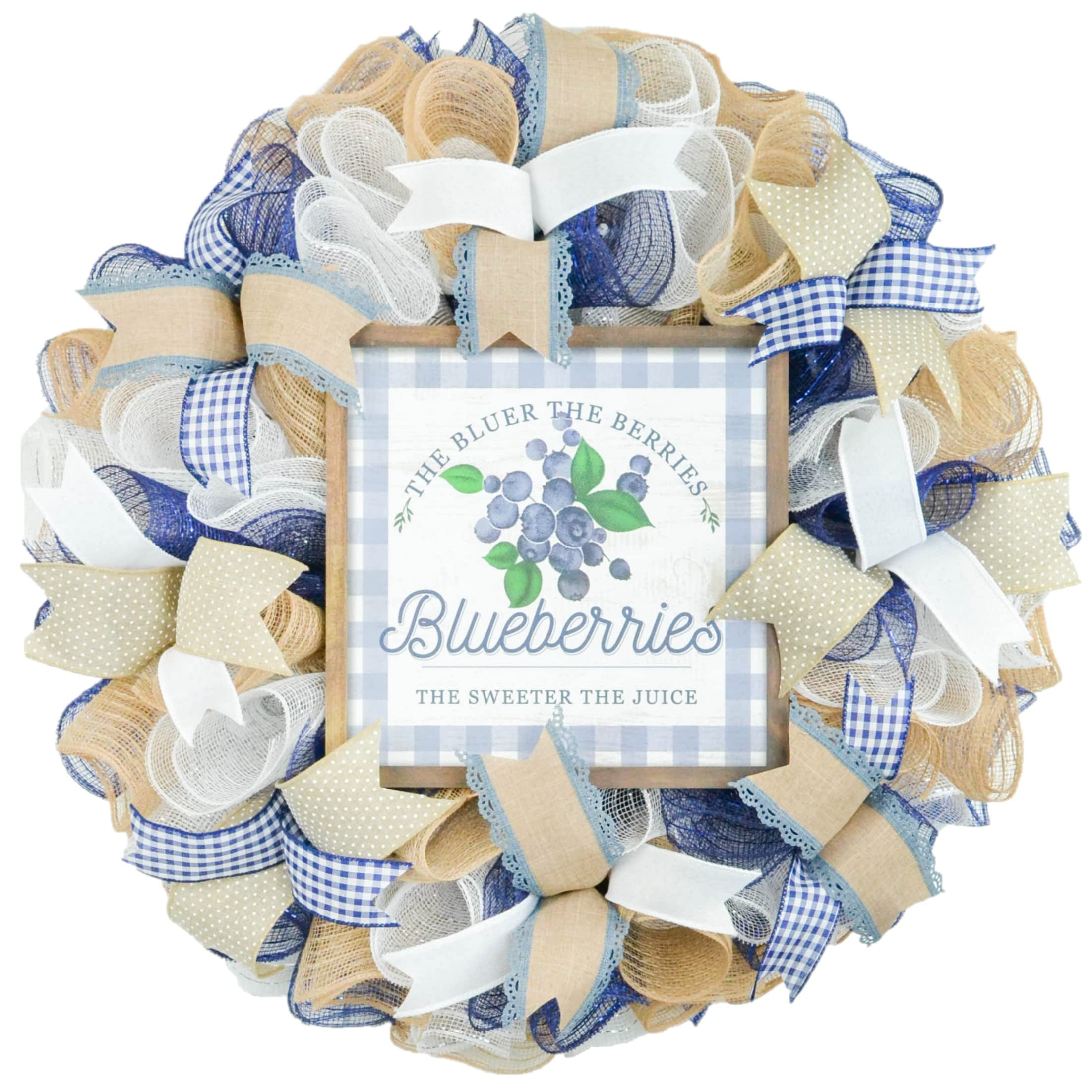 Blueberry Summer Wreath, Blue Front Door Wreaths, Fruit Welcome Spring ...