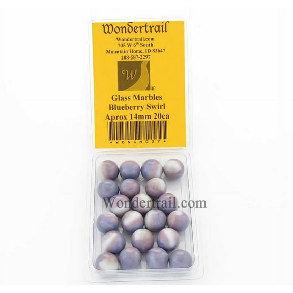 Blueberry Swirl Marbels 14mm Glass Marbles Pack of 20 Wondertrail