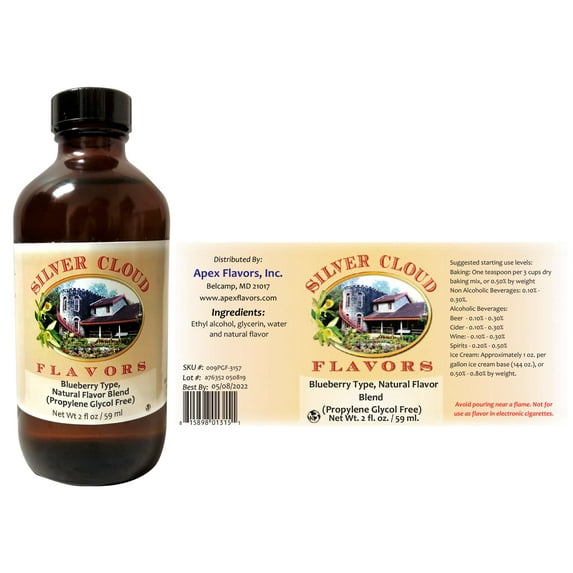Blueberry Type Extract, Natural Flavor Blend (Propylene Glycol Free) - 2 fl. oz. glass bottle
