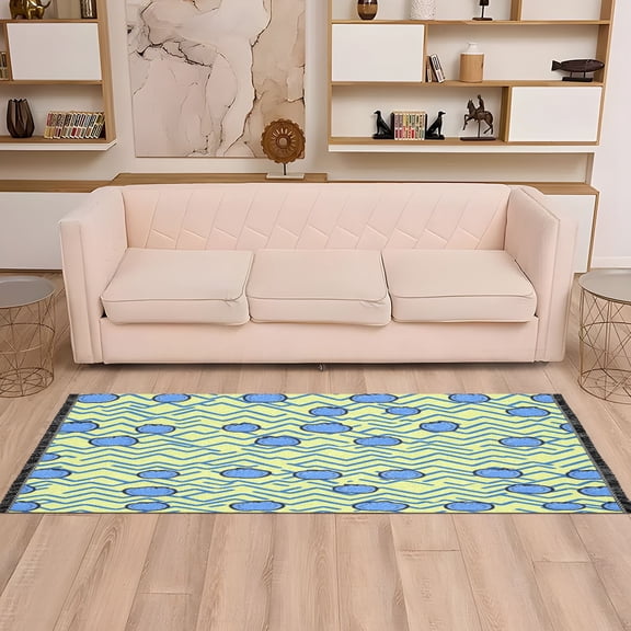 Blueberry Zigzag 72x23.5" Bedroom Runner Rug, Durable and Non-Slip for Hallways and Living Rooms