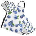 thumbnail image 1 of Blueberry and Leaf 5 Pcs Kitchen Set Heat Resistant Oven Mitts and Non-Slip Pot Holders with Adjustable Cooking Apron, 1 of 6