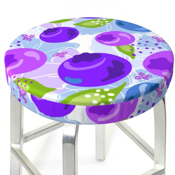 Blueberry cute Print Round Bar Stool Seat Covers, Elastic Round Chair Cover Stool Seat Slipcover Bar Stool Cushions Round Pad for 12-14 inch