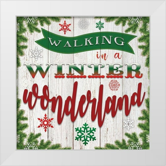 Bluebird Barn 12x12 White Modern Wood Framed Museum Art Print Titled - Walking in a Winter Wonderland