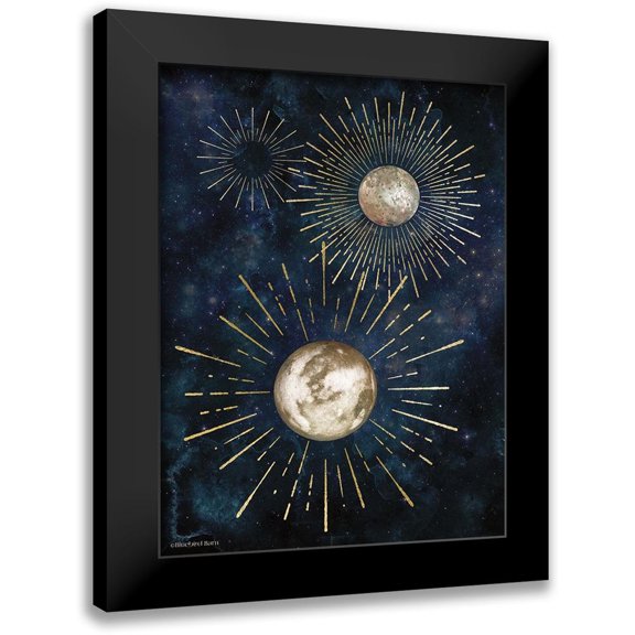 Bluebird Barn 12x14 Black Modern Framed Museum Art Print Titled - Gold Celestial Rays IV