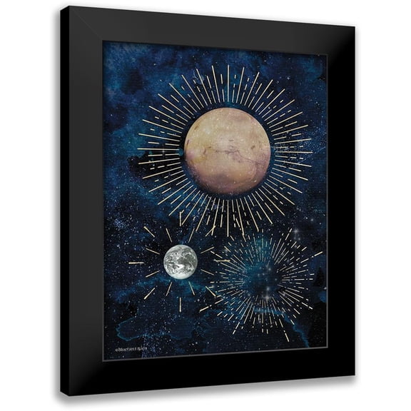 Bluebird Barn 12x14 Black Modern Framed Museum Art Print Titled - Gold Celestial Rays I
