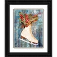 thumbnail image 1 of Bluebird Barn 12x14 Black Ornate Wood Framed with Double Matting Museum Art Print Titled - Winter Skate with Floral Spray, 1 of 4