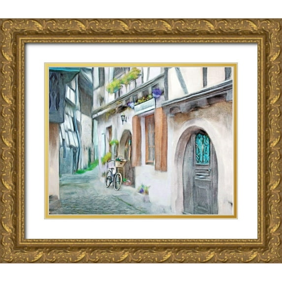 Bluebird Barn 14x12 Gold Ornate Wood Framed with Double Matting Museum Art Print Titled - Alleyway