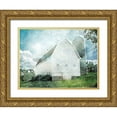 thumbnail image 1 of Bluebird Barn 14x12 Gold Ornate Wood Framed with Double Matting Museum Art Print Titled - White Barn, 1 of 4