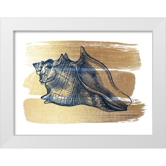 Bluebird Barn 14x12 White Modern Wood Framed Museum Art Print Titled - Brushed Gold Seashell