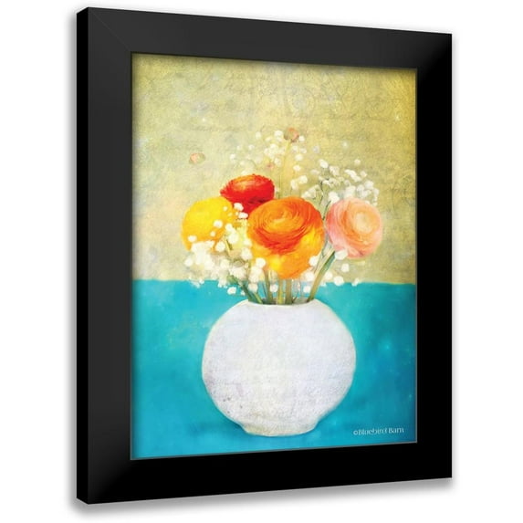 Bluebird Barn 15x18 Black Modern Framed Museum Art Print Titled - Forget Me Not Bouquet