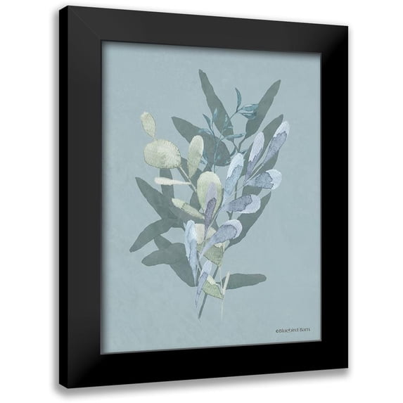 Bluebird Barn 15x18 Black Modern Framed Museum Art Print Titled - Watercolor Greenery Series Medium Teal II