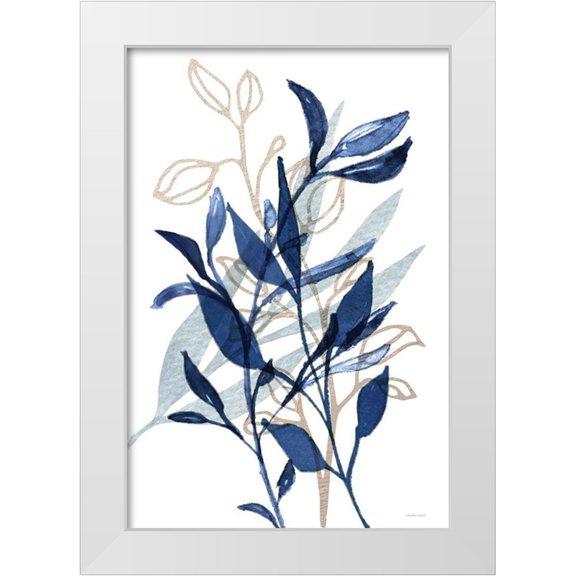Bluebird Barn 17x24 White Modern Wood Framed Museum Art Print Titled - Botanical Blues I