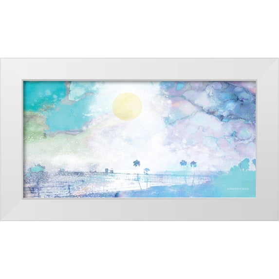 Bluebird Barn 24x14 White Modern Wood Framed Museum Art Print Titled - Palm Beach in Blue