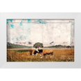 thumbnail image 1 of Bluebird Barn 24x17 White Modern Wood Framed Museum Art Print Titled - Vintage Grazing Cattle, 1 of 4