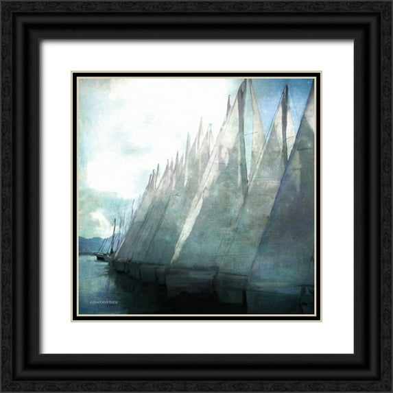 Bluebird Barn 26x26 Black Ornate Wood Framed with Double Matting Museum Art Print Titled - Sailboat Marina I