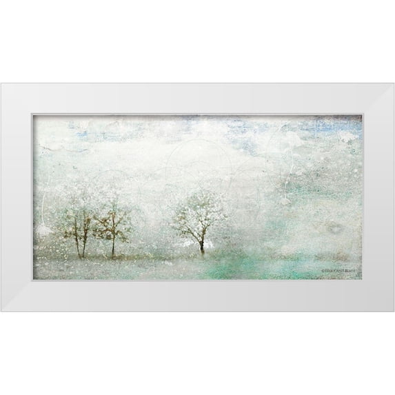Bluebird Barn 32x18 White Modern Wood Framed Museum Art Print Titled - Light Winter Landscape