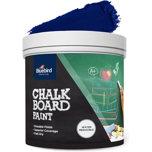Bluebird Chalkboard Paint 500ml / 16.9 fl oz Chalkboard Paint for Furniture & Wood, Matte Interior Wall Paint for Home, Office & Classroom (Navy Blue)