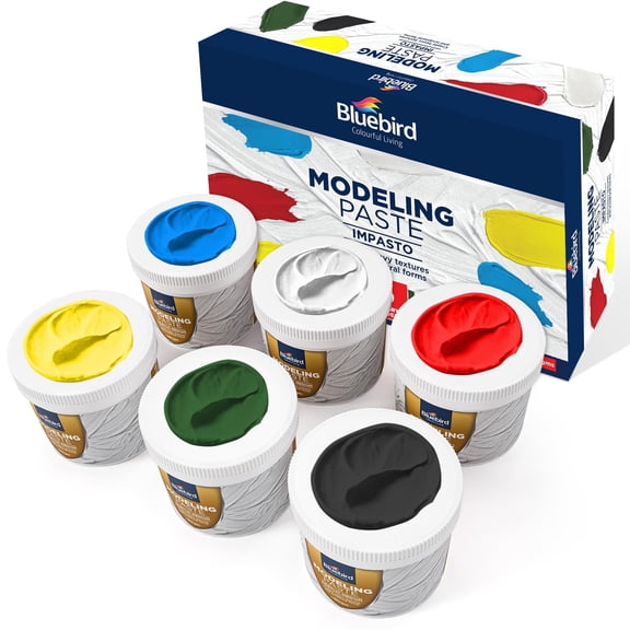 Bluebird Colored Modeling Paste - 6-Pack - 150GM / 5.3 Oz Each jar - Primary Shades