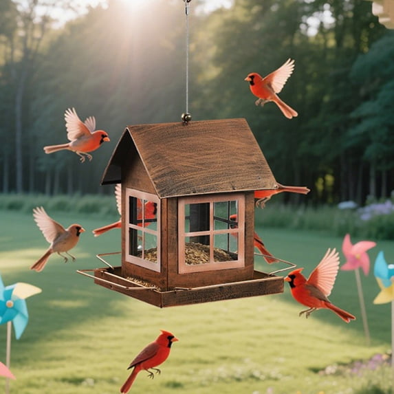 Bluebird Houses Purple Martin Bird House Bird Nesting Box Bluebird Box Outdoor Bird House 19" Brown Metal Wild Bird Feeder Outdoor Hanging Squirrel Proof House Feeder