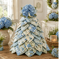 thumbnail image 1 of Bluebird Hydrangea Tree DIY Kit | Quilted Fabric Tree Sewing Craft | Cottage Garden Home Decor, Peaceful Countryside Style Home Accent, 1 of 5