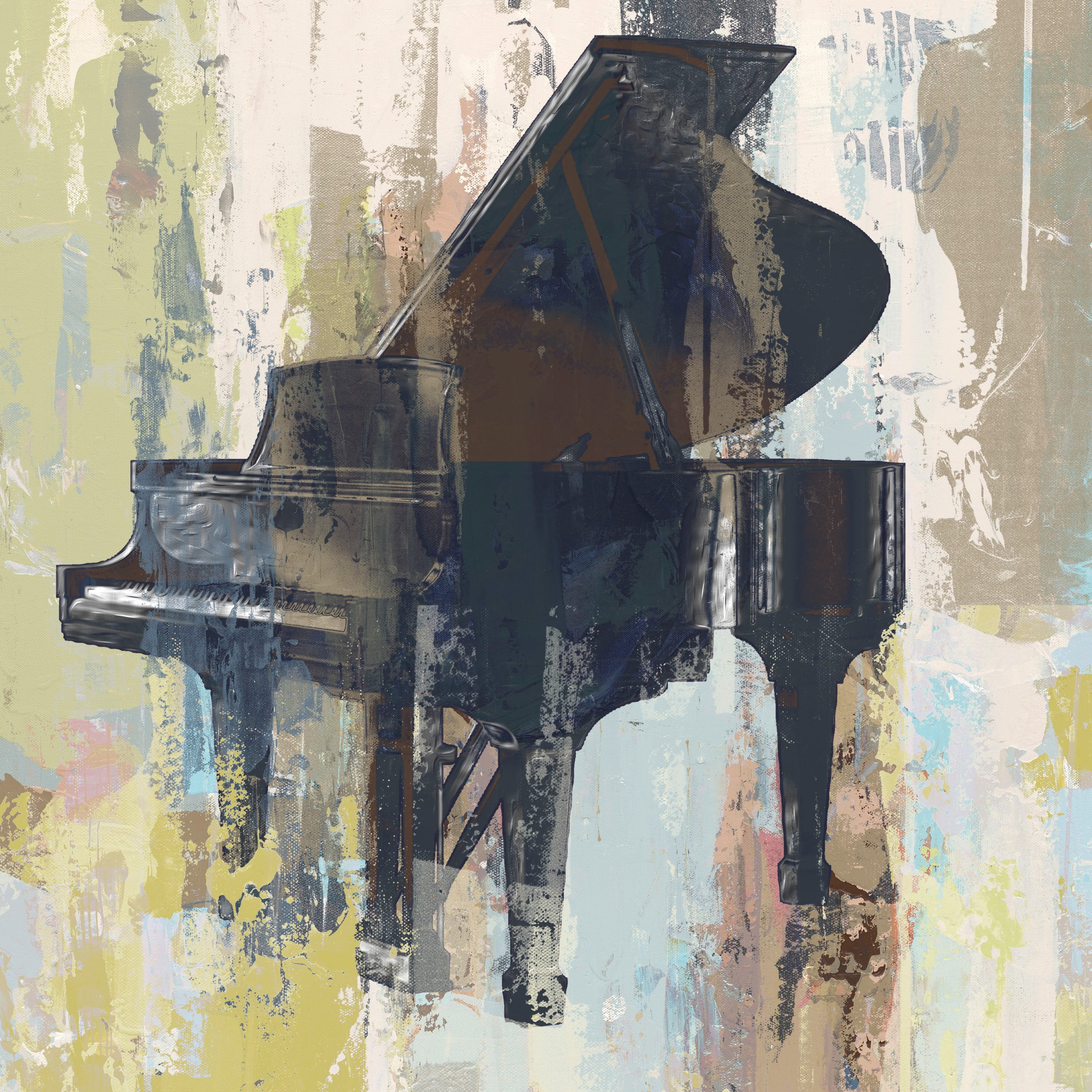 "Bluebird Piano" Painting Print on Wrapped Canvas