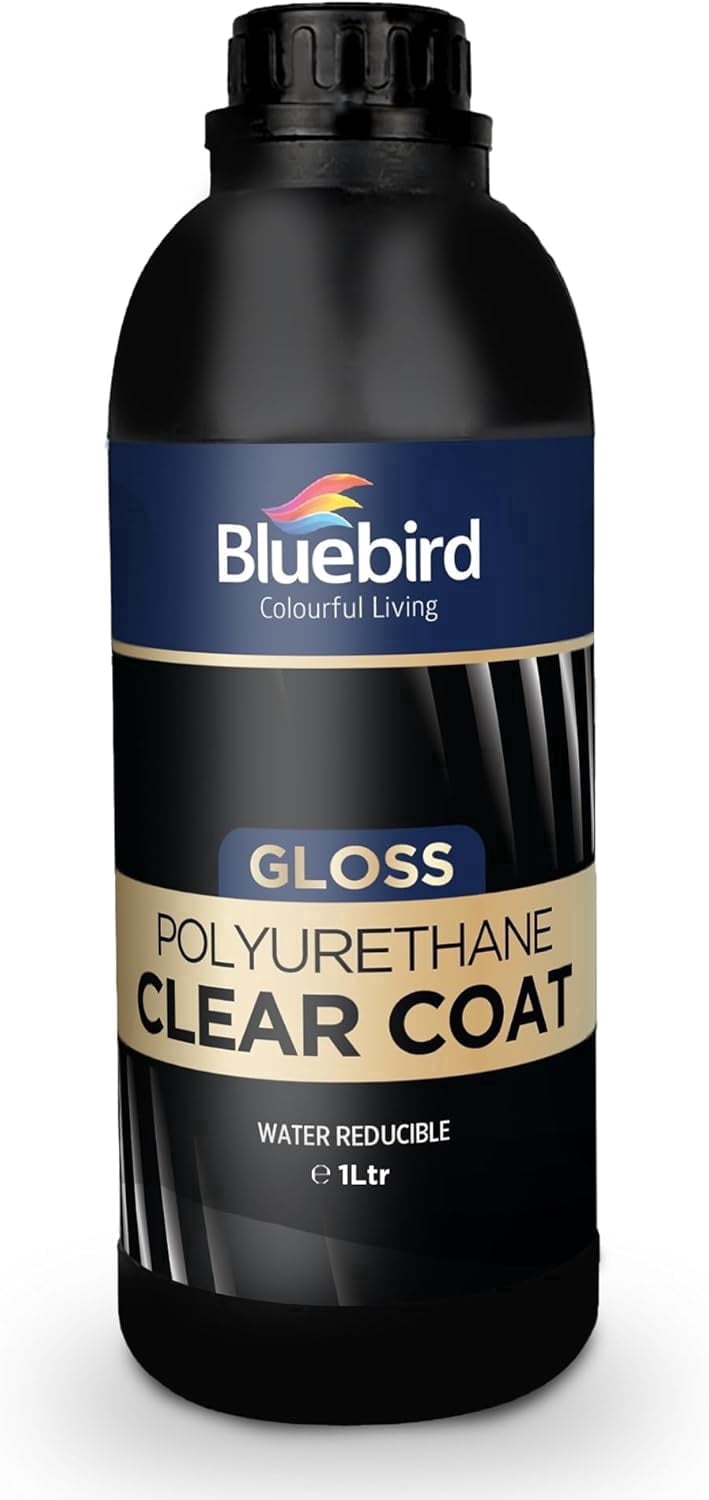 Bluebird Polyurethane Clear Coat for Furniture, Paintings, Water-Based Professional Varnish (Gloss, 33.8 Fl Oz)