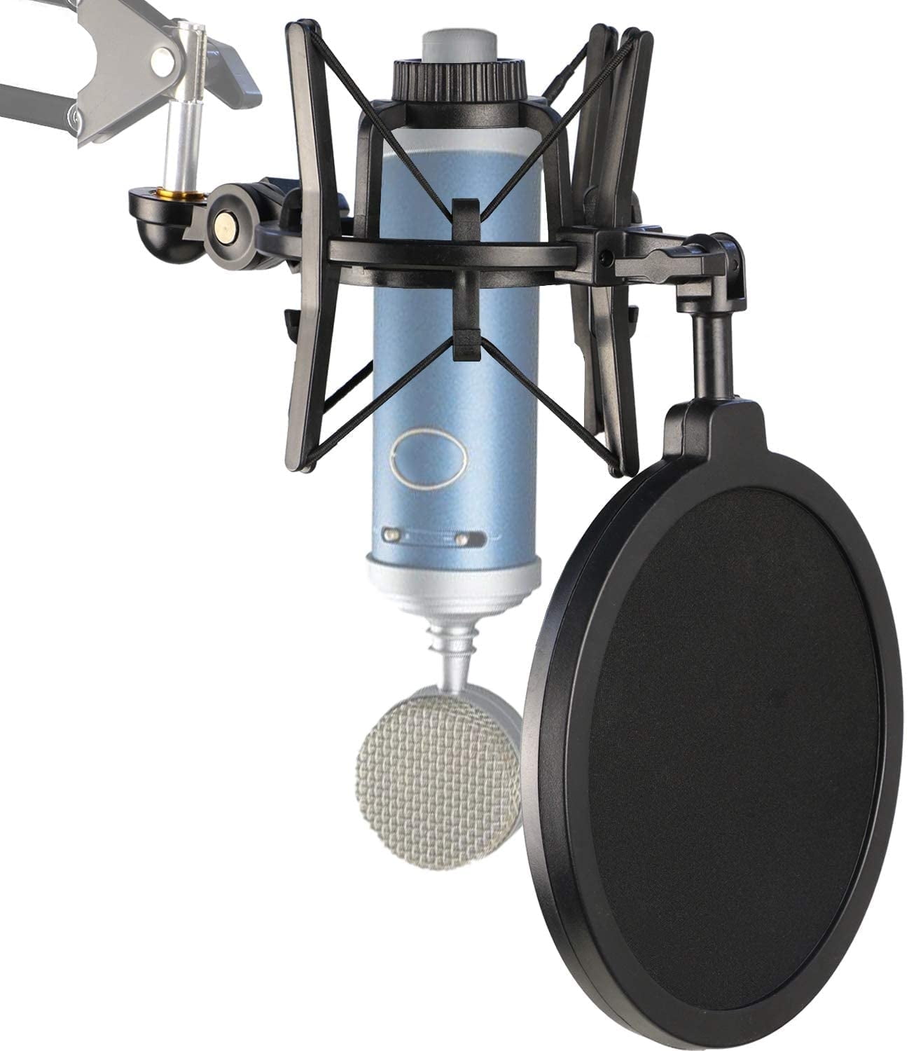 Bluebird Shock Mount with Pop Filter, Windscreen and Shockmount to Reduce Vibration Noise Matching Plastic Mic Boom Arm for Bluebird SL Microphone by SUNMON