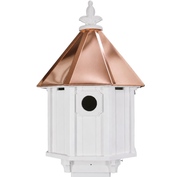 NC Birdguy Handmade Copper Roof Bluebird House for Bluebirds & Songbirds, Made in USA (H8C) (4" x 4" Mount)