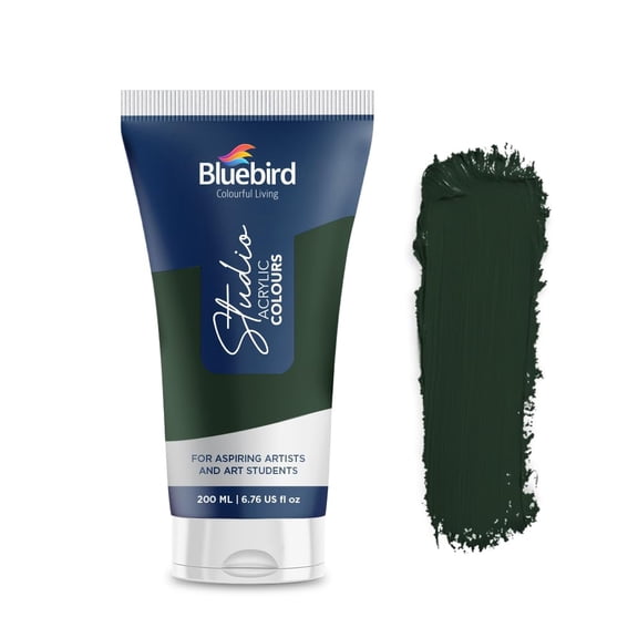 Bluebird Studio Acrylic Paint Tube 6.42 Fl Oz / 190ML - Non Toxic, Rich Pigments for Painters, Adults & Kids, Ideal for Canvas, Wood, Clay, Ceramic & More (Sap Green)