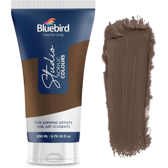 Bluebird Studio Acrylic Paint Tube 6.76 Fl Oz / 200ML - Non Toxic, Rich Pigments for Painters, Adults & Kids, Ideal for Canvas, Wood, Clay, Ceramic & More (Vandyke Brown)