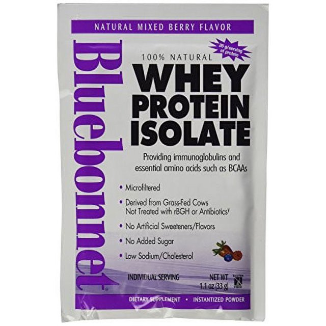 100 Natural Whey Protein Isolate Powder, Mixed Berry, 8 Ct